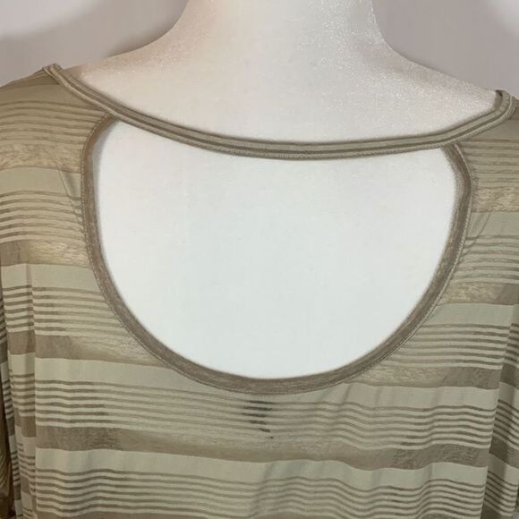 Lane Bryant Light Green Striped T-Shirt/Top/Blouse - Picture 5 of 7